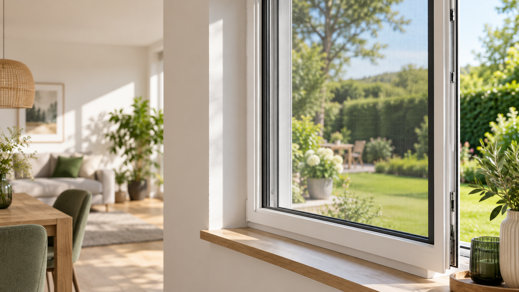 Passgenauer Insektenschutz an einem modernen Fenster